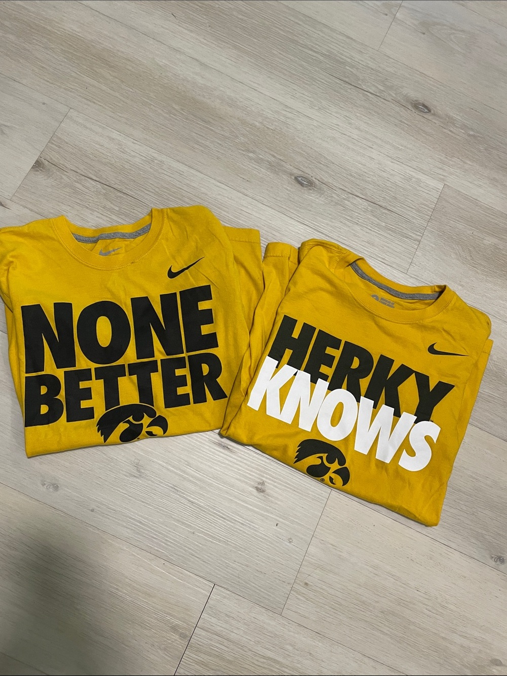Nike Men’s Yellow 'Herky Knows' & 'None Better' Graphic Hawkeye Tees